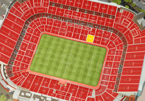 Manchester United fotballreiser til Old Trafford. Stadion plasser N1404 og N1405