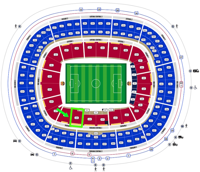 FC barcelona - valg av plasser og blokker på stadion