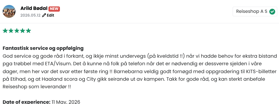 Gode tilbakemelding fra kunder hadde fotballtur til Man City