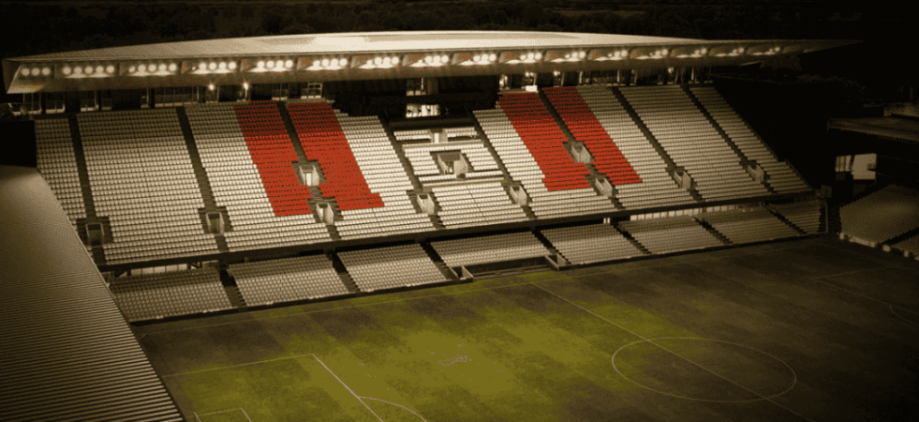 Utsikt over Old Trafford fra tribunen